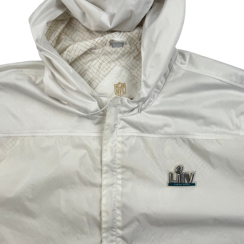 NFL Super Bowl LIV Miami Mens 2XL White Hooded Windbreaker Jacket Lightweight